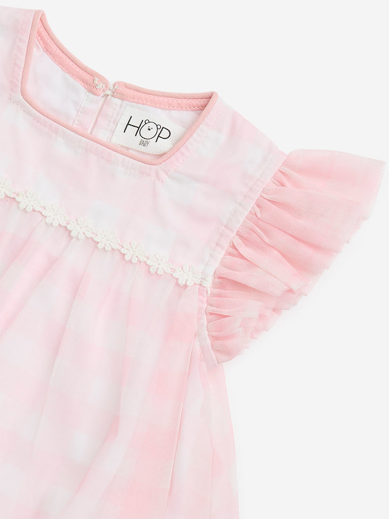 Westside HOP Baby Girls' Pink Checkered A-Line Dress for Party Wear Zoom View