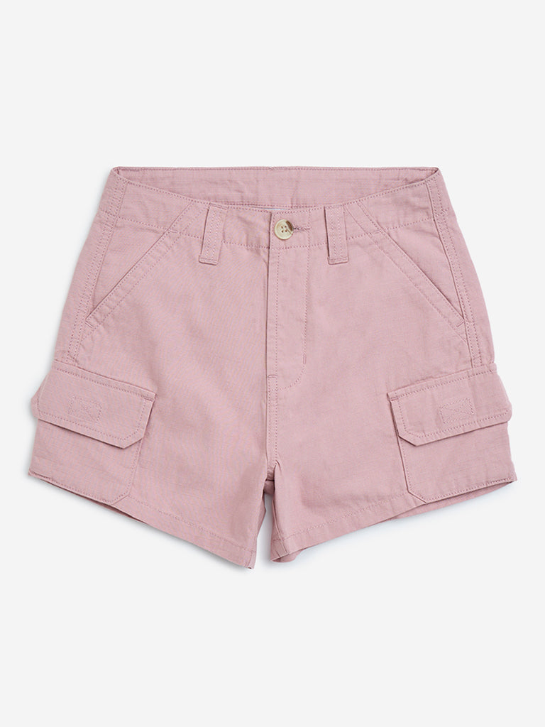 Buy Y&F Kids Dusty Pink High-Rise Cotton Shorts from Westside