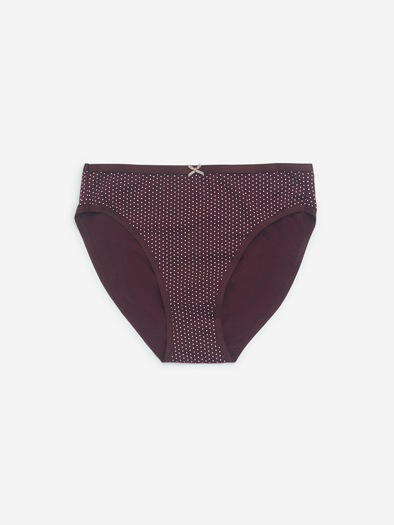 Wunderlove Navy Printed Cotton-Blend Briefs - Pack of 3