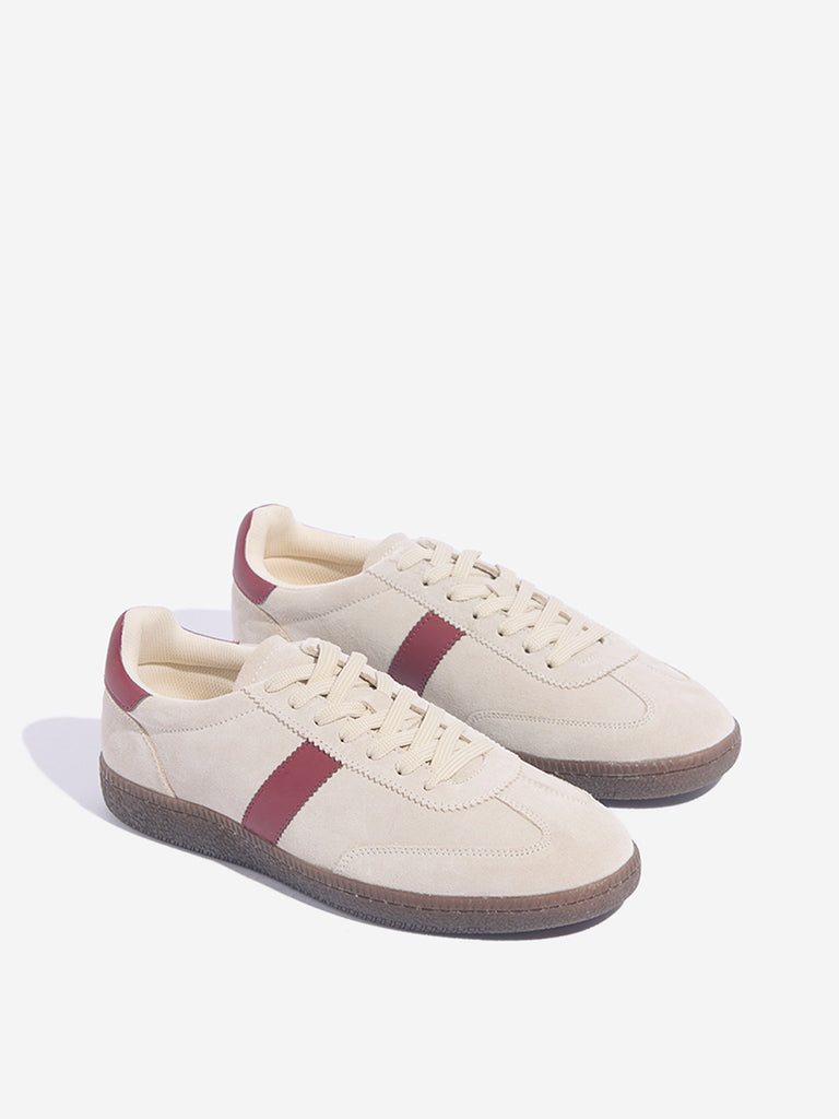 LUNA BLU Beige Suede Lace-Up Sneakers