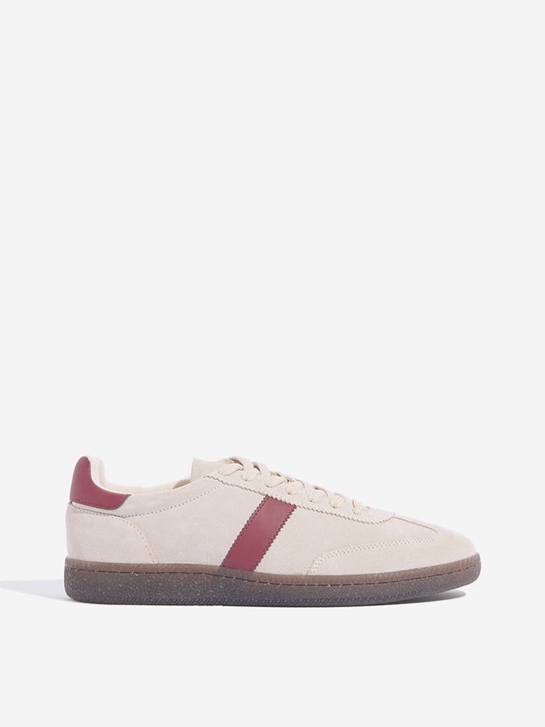 LUNA BLU Beige Suede Lace-Up Sneakers
