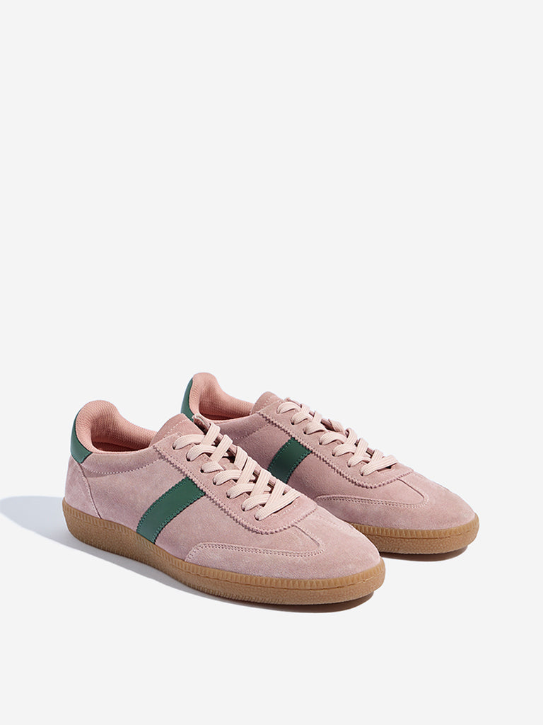 LUNA BLU Pink Suede Lace-Up Sneakers