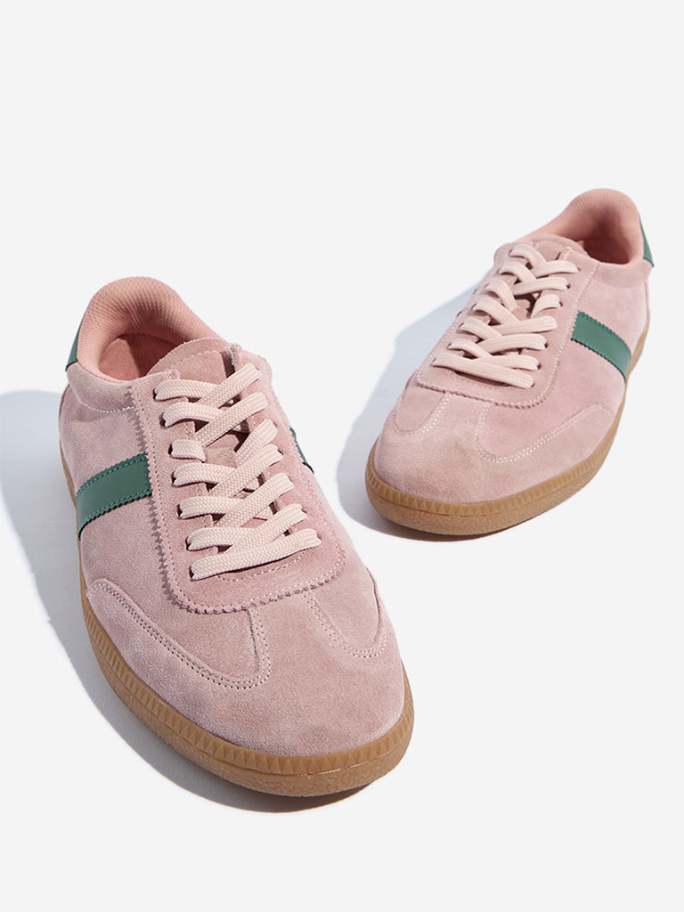 LUNA BLU Pink Suede Lace-Up Sneakers