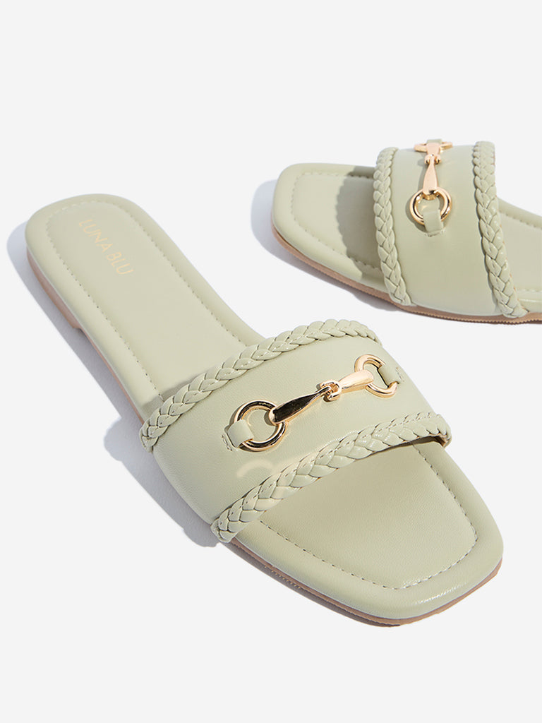 Westside LUNA BLU Women's Sage Hardware-Detailed Slides for Casual Wear Zoomed View