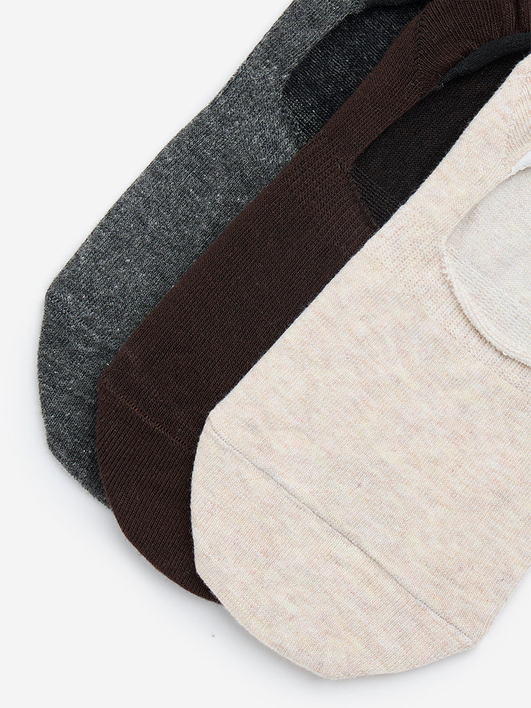 Westside WES Lounge Men's Brown No-Show Cotton-Blend Socks - Pack of 3 for Casual Wear Casual Wear Zoomed View