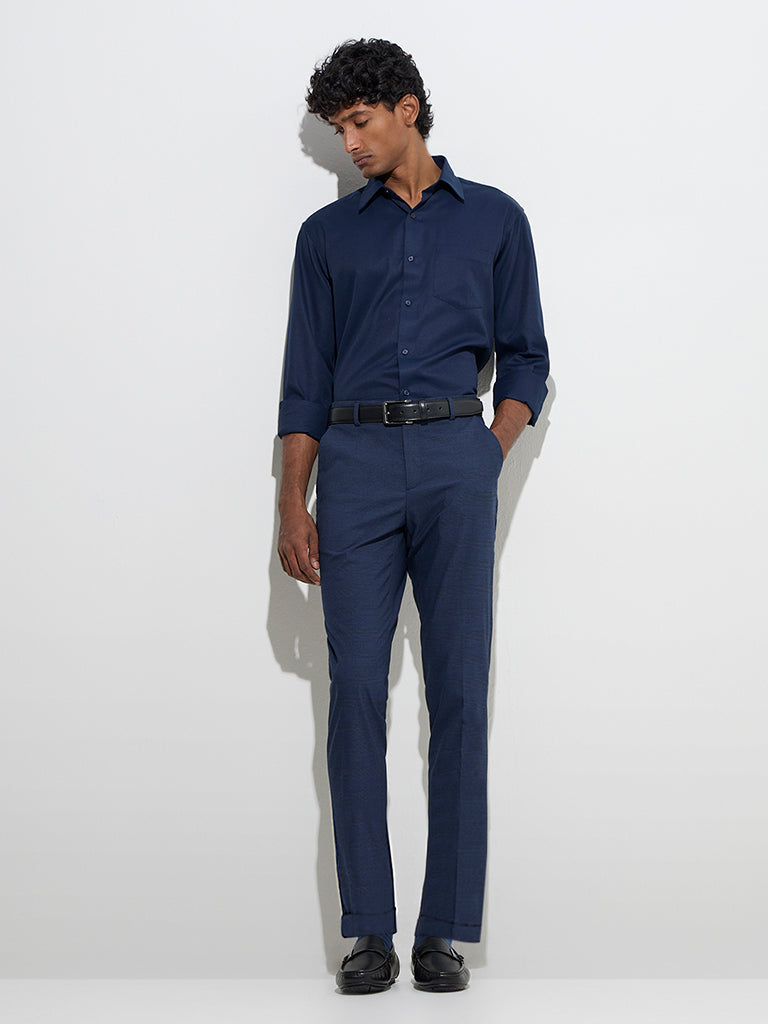 WES Formals Navy Relaxed-Fit Shirt