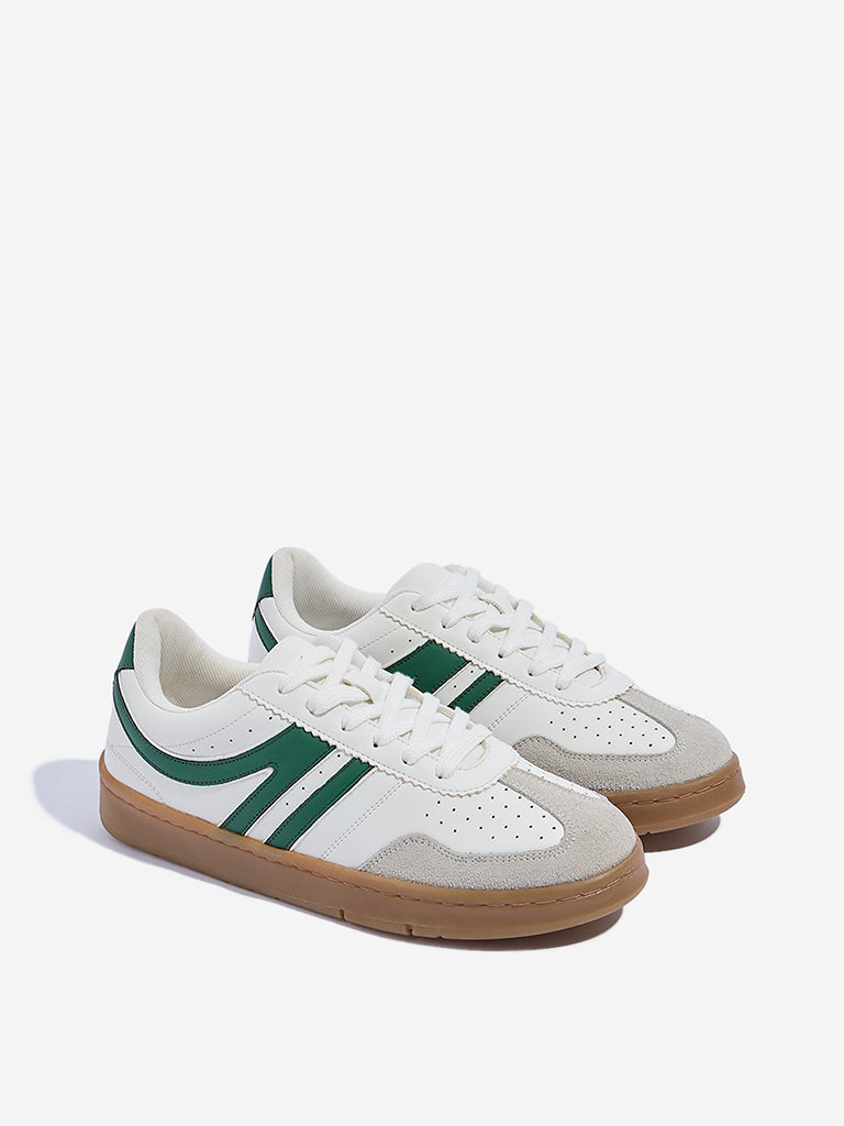 Westside LUNA BLU Women's Green Perforated Lace-Up Sneakers Front View
