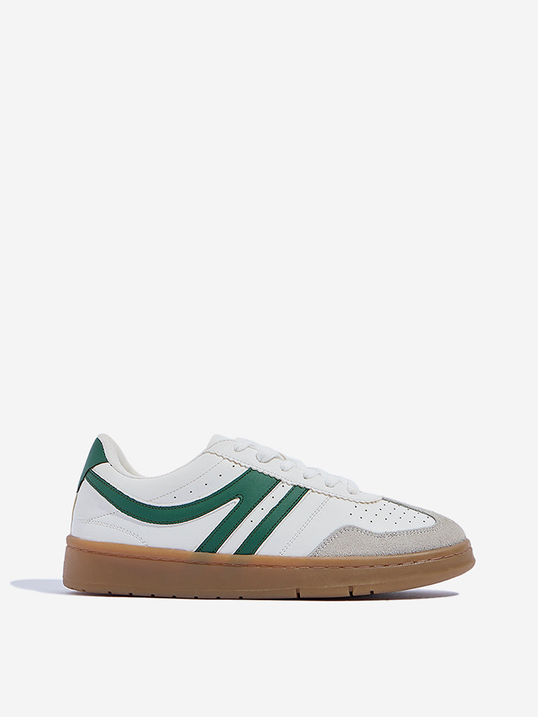 Westside LUNA BLU Women's Green Perforated Lace-Up Sneakers Side View
