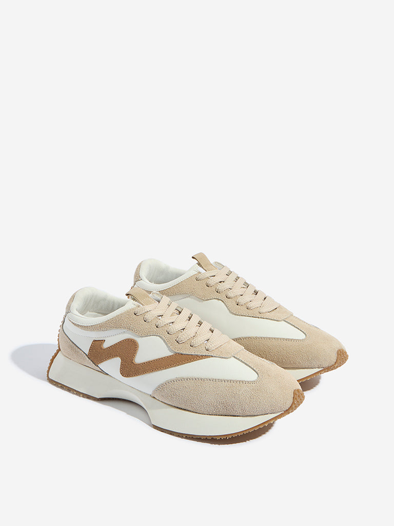Westside LUNA BLU Women's Brown Suede Lace-Up Sneakers Front View