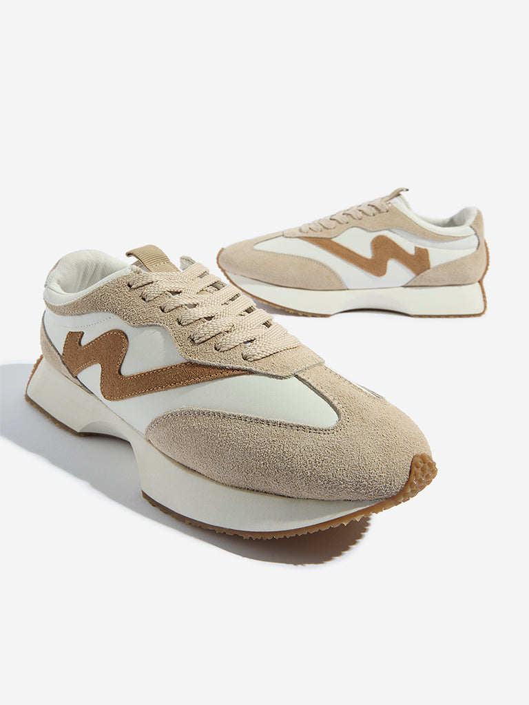 Westside LUNA BLU Women's Brown Suede Lace-Up Sneakers Zoomed View