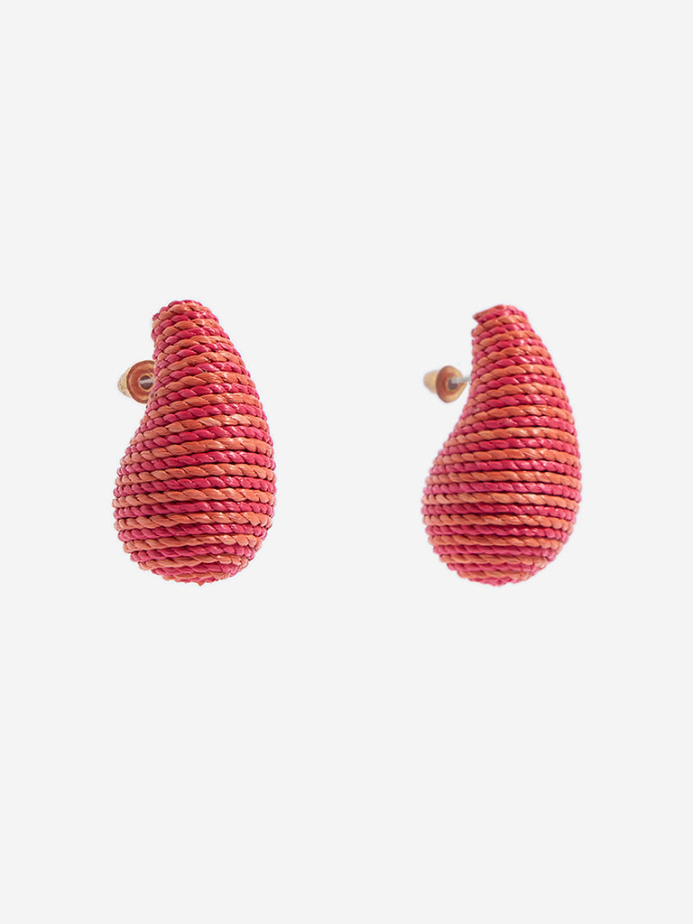 Westside Accessories Red Threadwork Drop Earrings