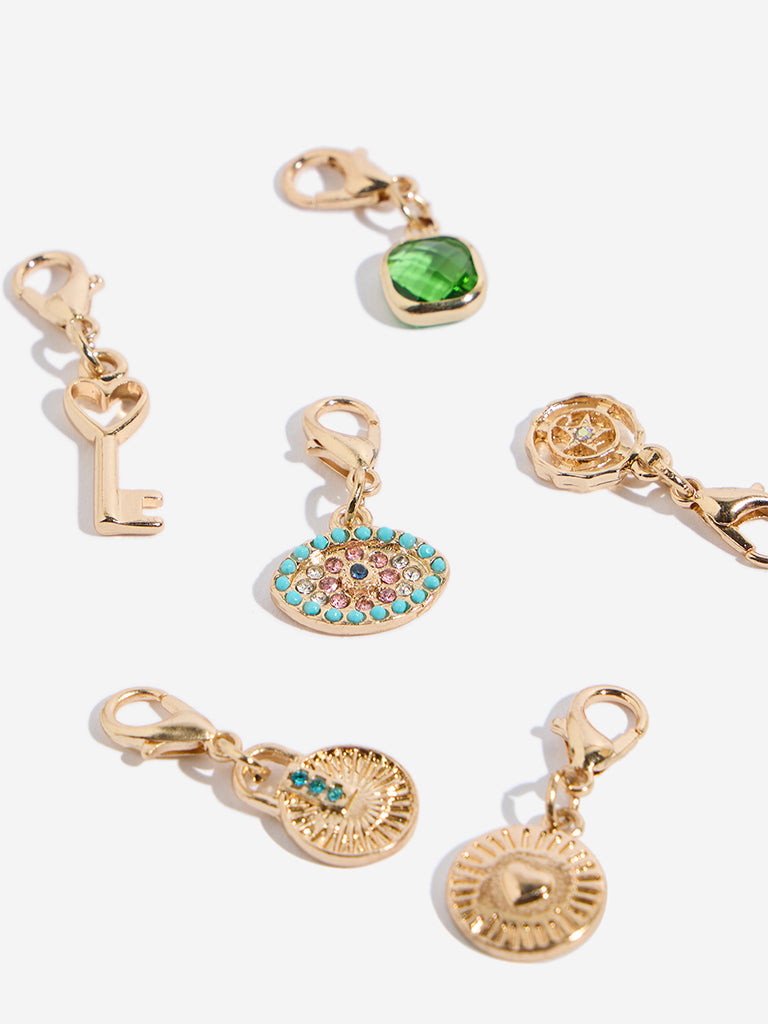 Westside Accessories Gold DIY Assorted Embellished Charms - Pack of 6