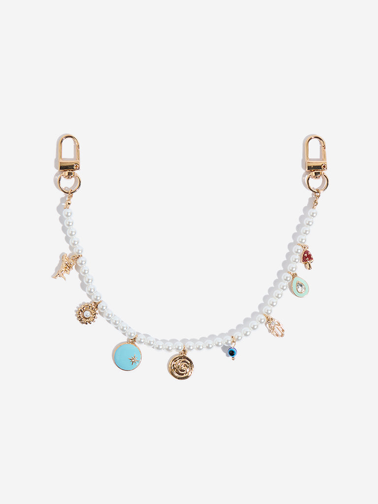 Westside Accessories Gold Multi Charm Pearlescent Bag Chain