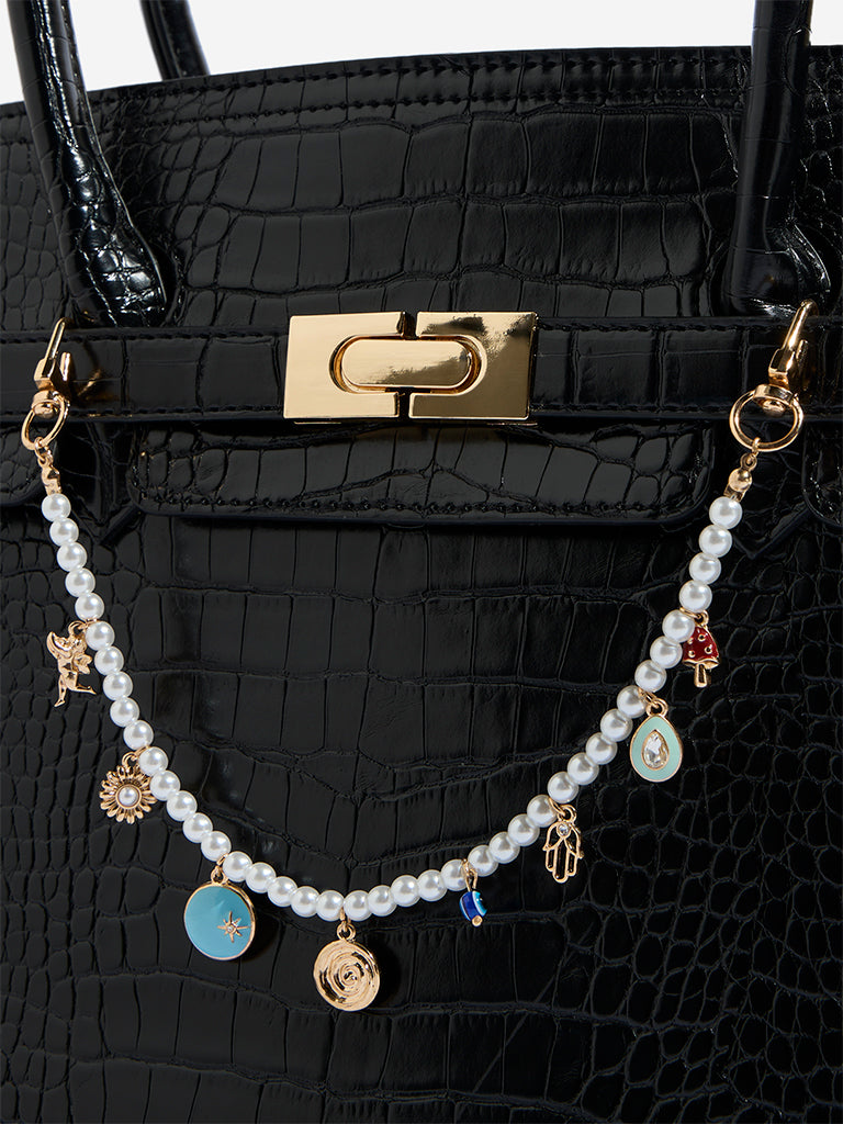 Westside Accessories Gold Multi Charm Pearlescent Bag Chain