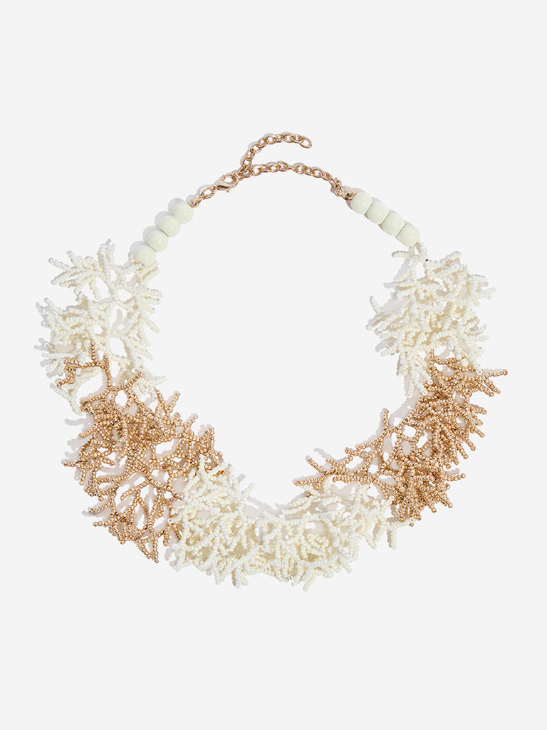 Westside Accessories White Coral-Inspired Beaded Necklace