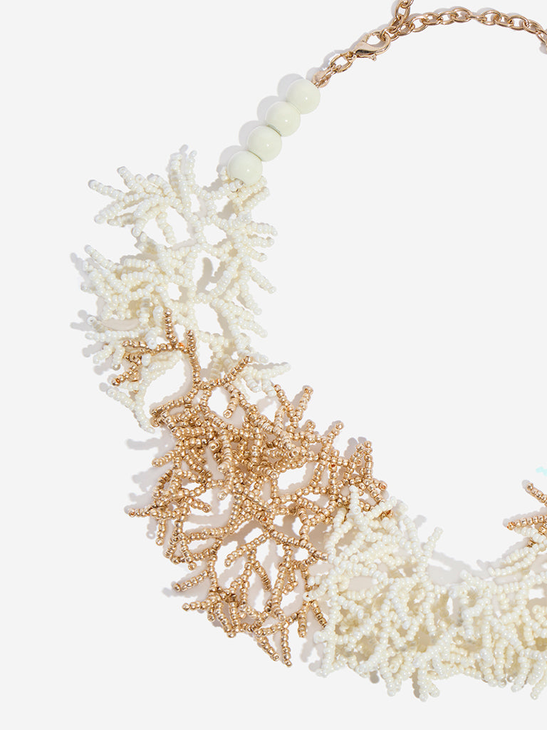 Westside Accessories White Coral-Inspired Beaded Necklace