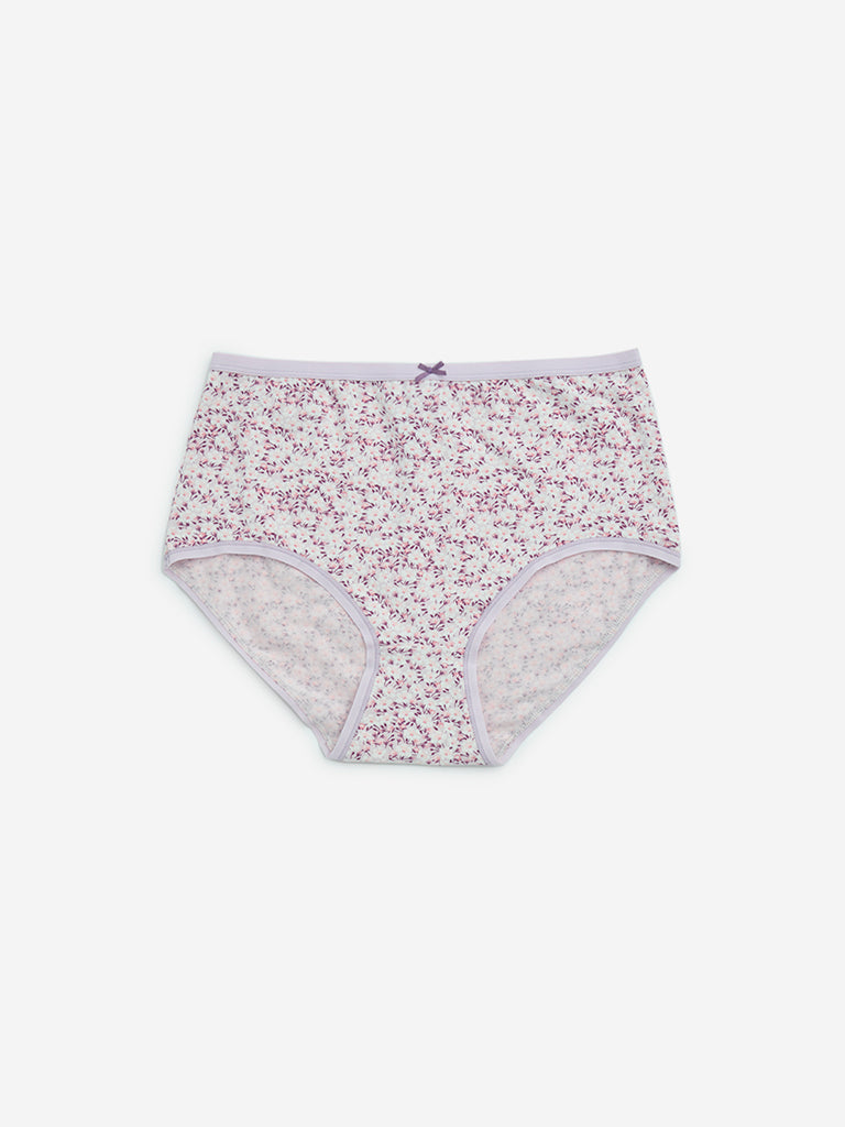 Wunderlove Lilac Printed Briefs - Pack of 3