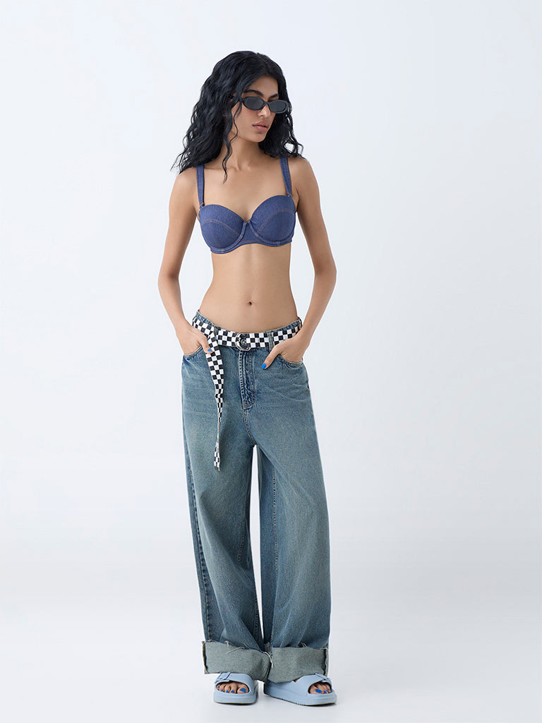 Superstar Dark Blue Denim Balconette Underwired Bra
