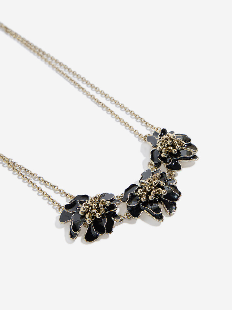 Westside Accessories Black Floral Statement Necklace