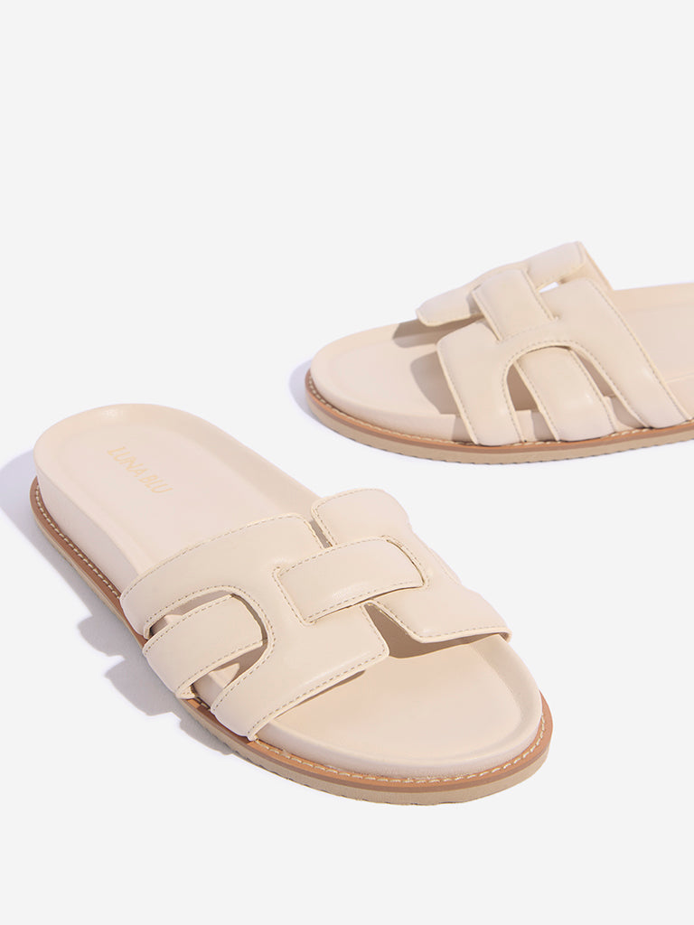 Westside LUNA BLU Women's Ivory Multi-Strap Sandals for Casual Wear Zoomed View