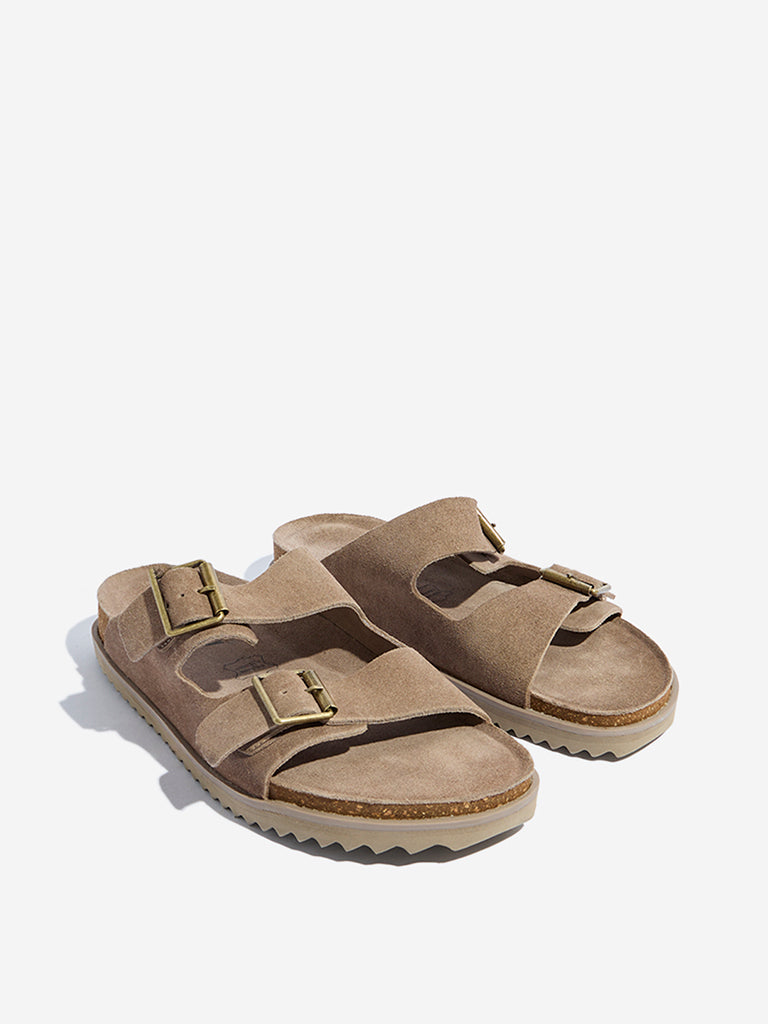 SOLEPLAY Taupe Dual-Strap Leather Sandals