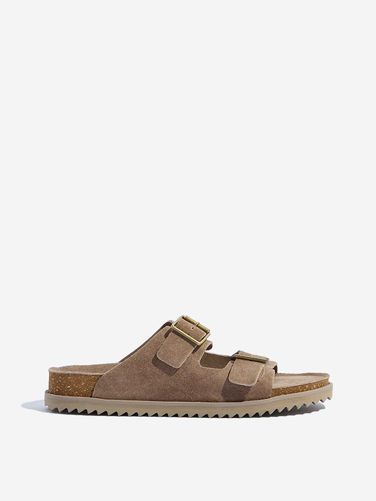 SOLEPLAY Taupe Dual-Strap Leather Sandals