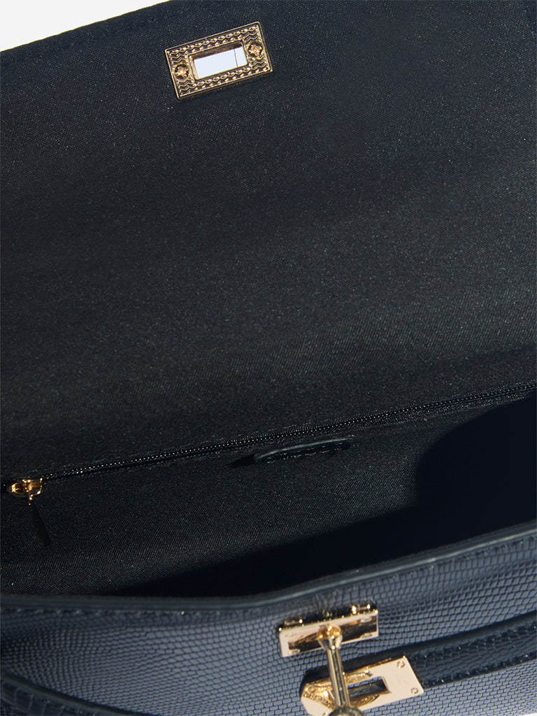 Westside Black Textured Sling Bag