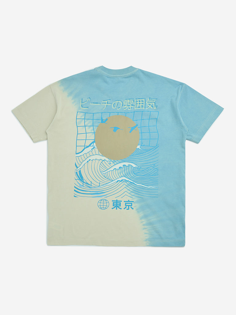 Y&F Kids Blue Tie-Dye Design Cotton T-Shirt