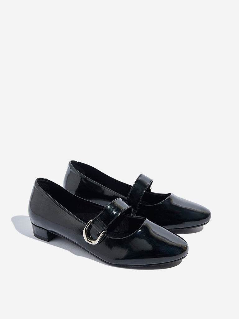 Westside LUNA BLU Women's Black Mary Jane Shoes Front View