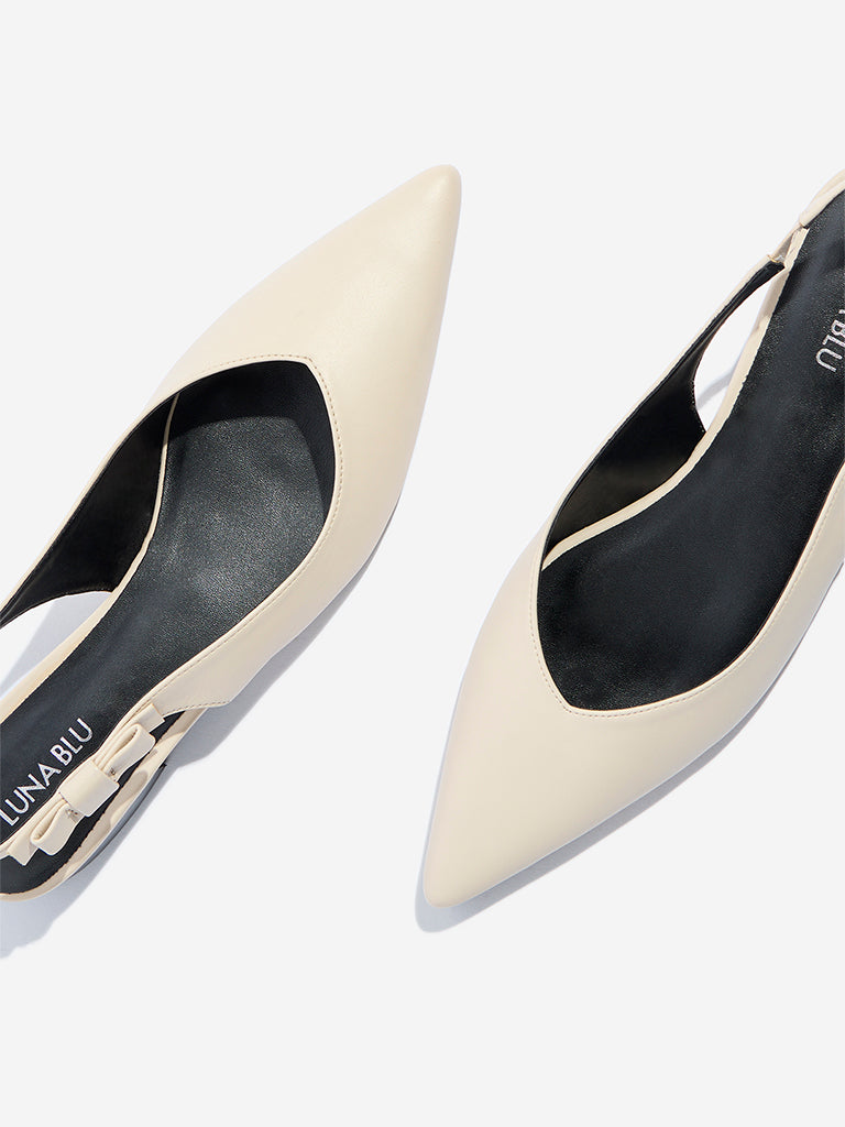 Westside LUNA BLU Women's Ivory Slingback Mules for Casual Wear Top View