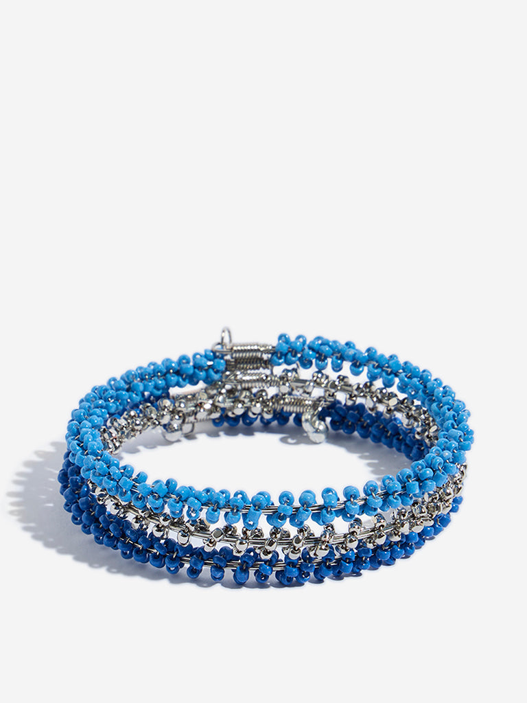 Westside Accessories Blue Beaded Cuff Bracelet