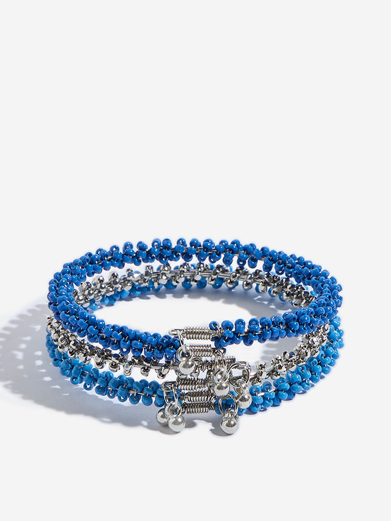 Westside Accessories Blue Beaded Cuff Bracelet