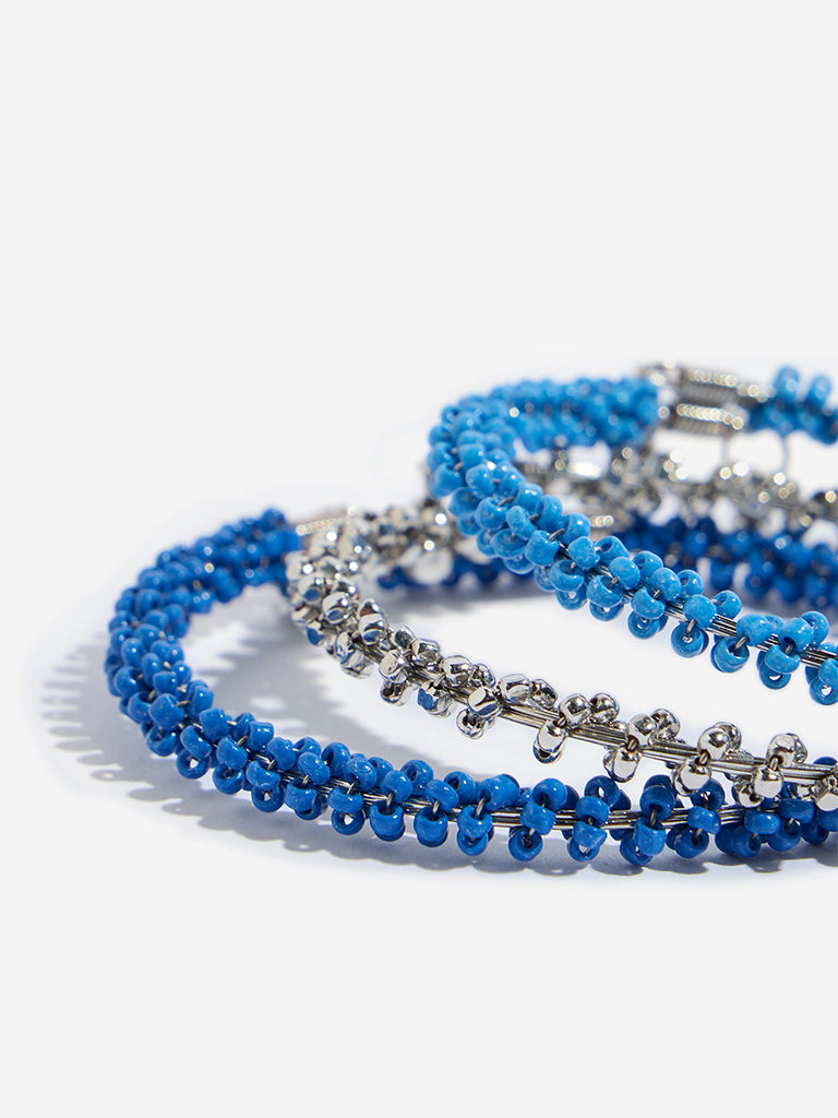 Westside Accessories Blue Beaded Cuff Bracelet