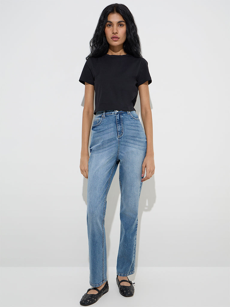 Nuon Blue Relaxed - Fit High - Rise Jeans