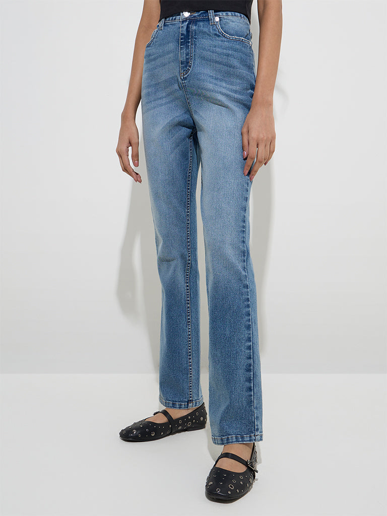Nuon Blue Relaxed - Fit High - Rise Jeans