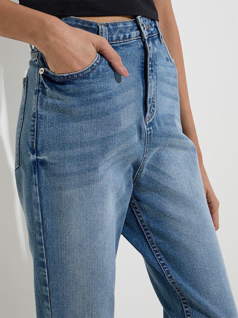 Nuon Blue Relaxed - Fit High - Rise Jeans