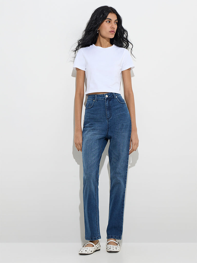 Nuon Dark Blue Relaxed - Fit High - Rise Jeans