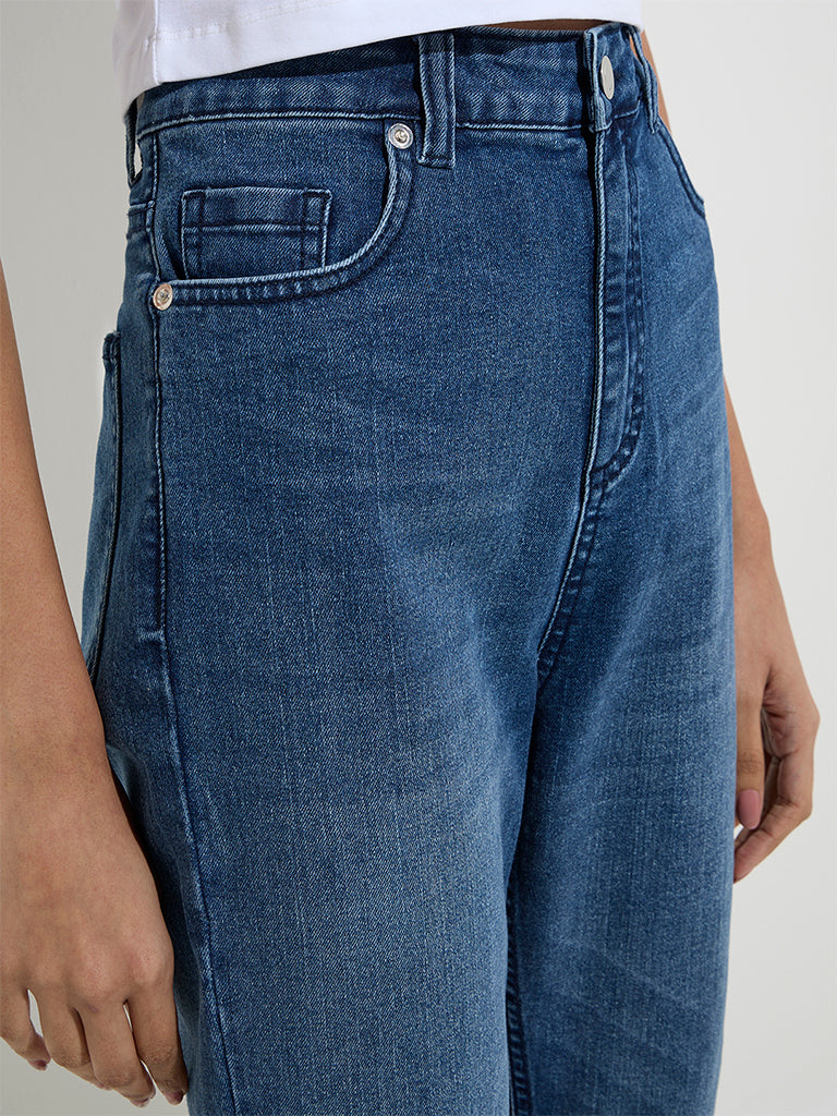 Nuon Dark Blue Relaxed - Fit High - Rise Jeans