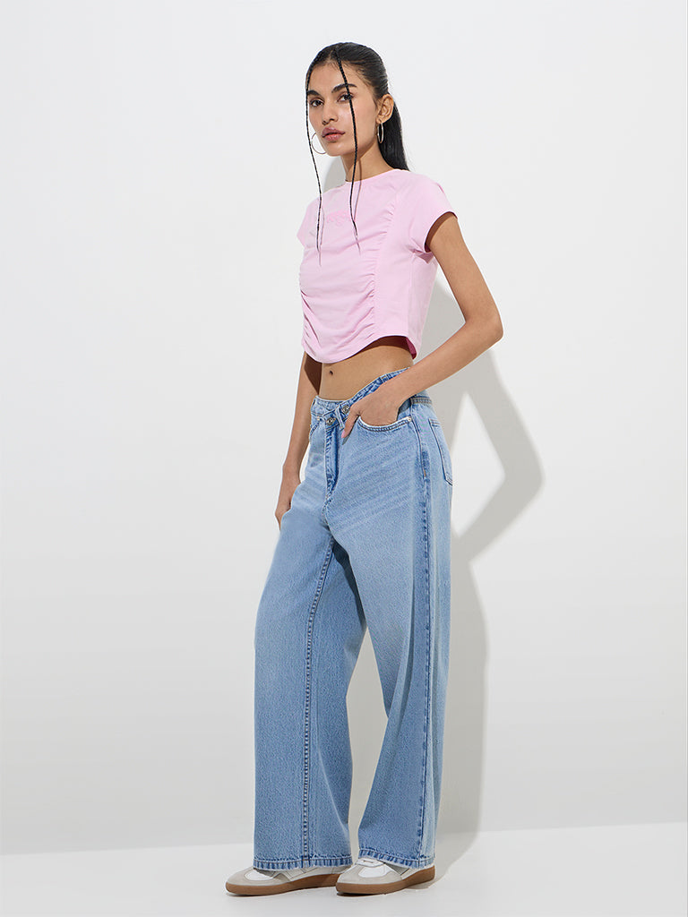 Nuon Light Blue Straight - Fit High - Rise Jeans