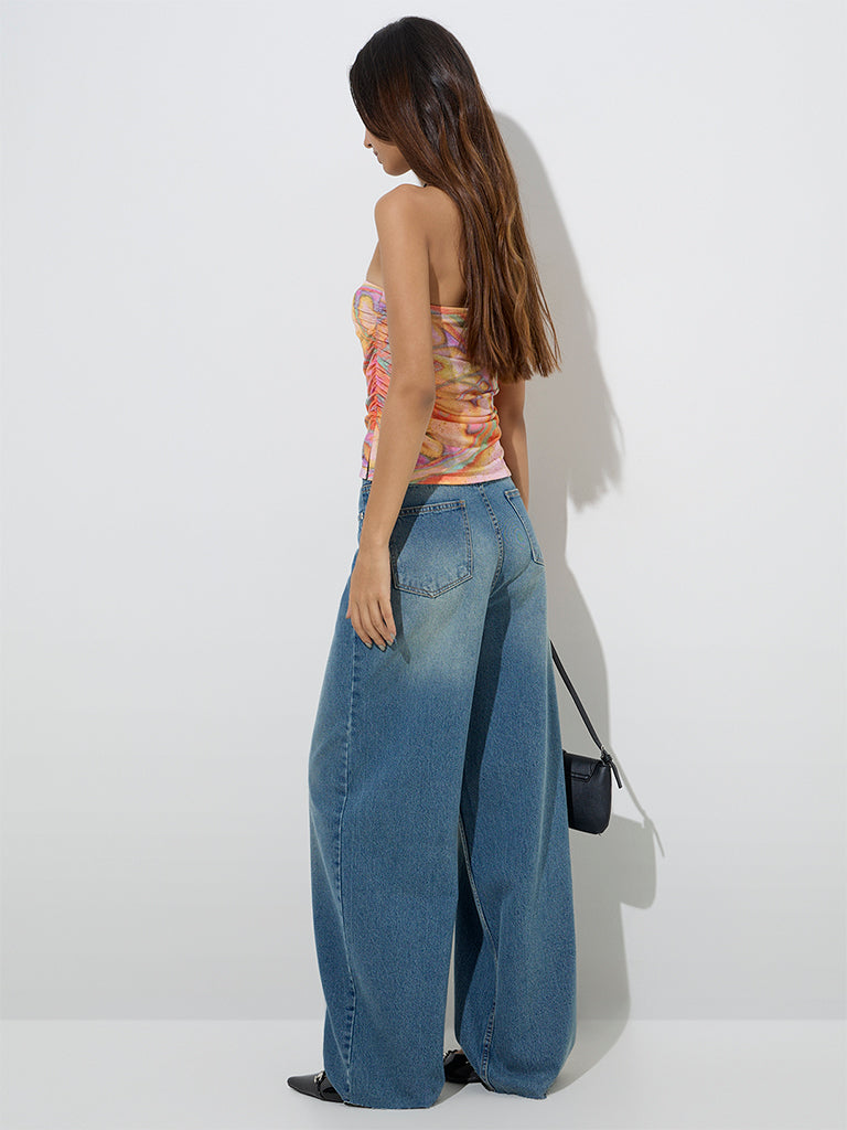Nuon Blue Faded Relaxed - Fit High - Rise Jeans
