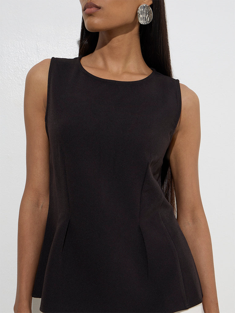 Wardrobe Black Solid Peplum Top