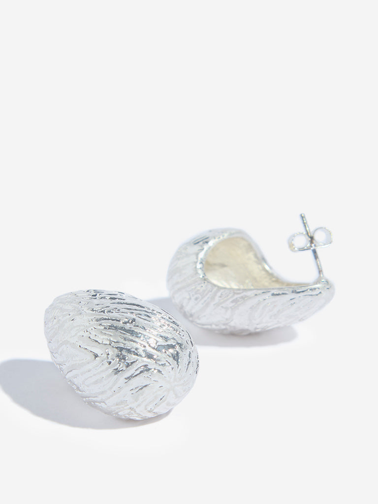 Westside Accessories Silver Textured Stud Earrings