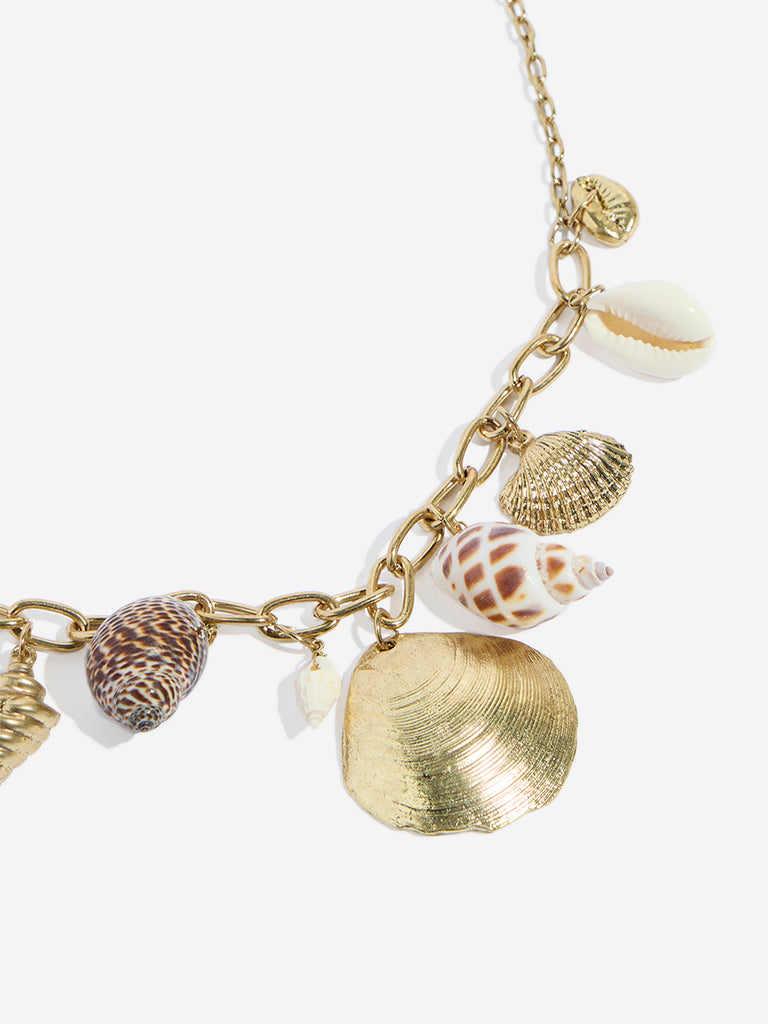 Westside Accessories Gold Shell Charm Necklace