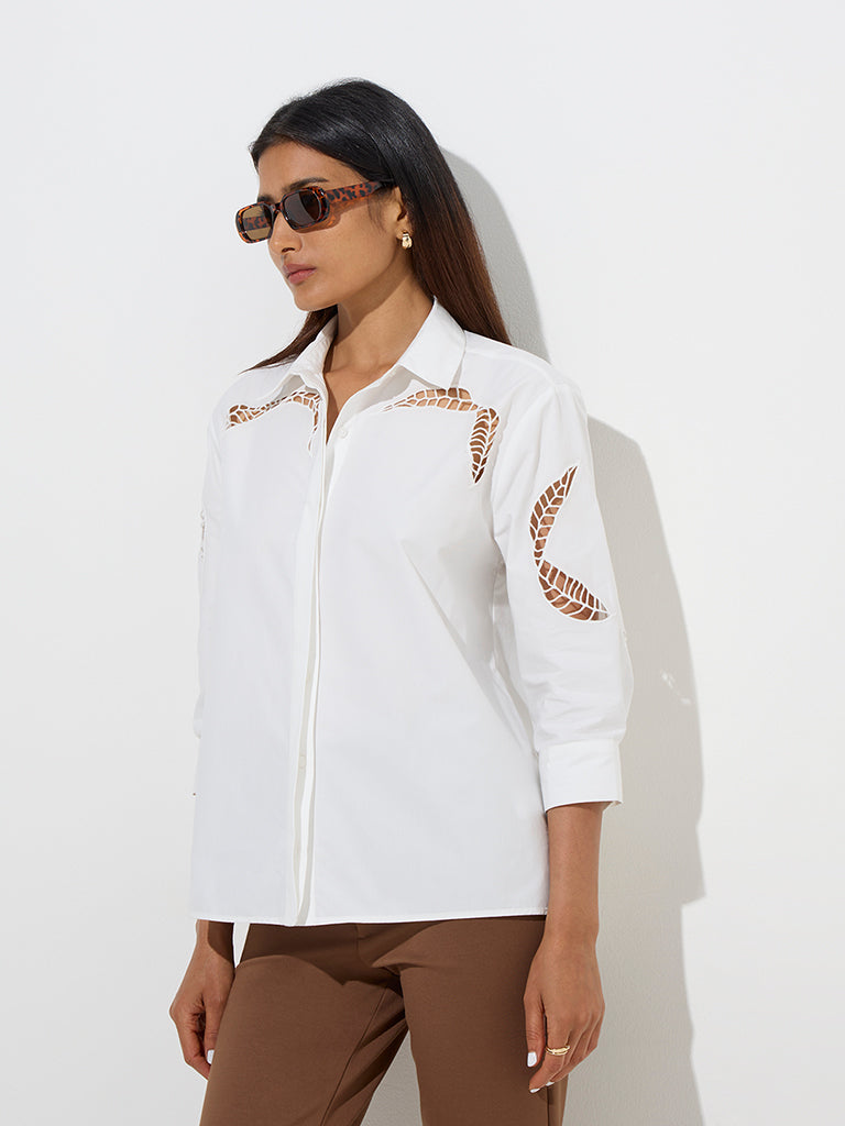 Wardrobe Ivory Cutout-Detailed Shirt