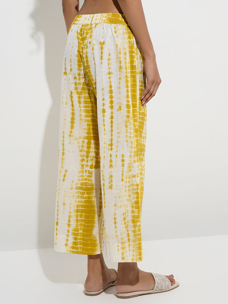 Utsa Mustard Tie-Dye Pattern Cotton Ethnic Pants