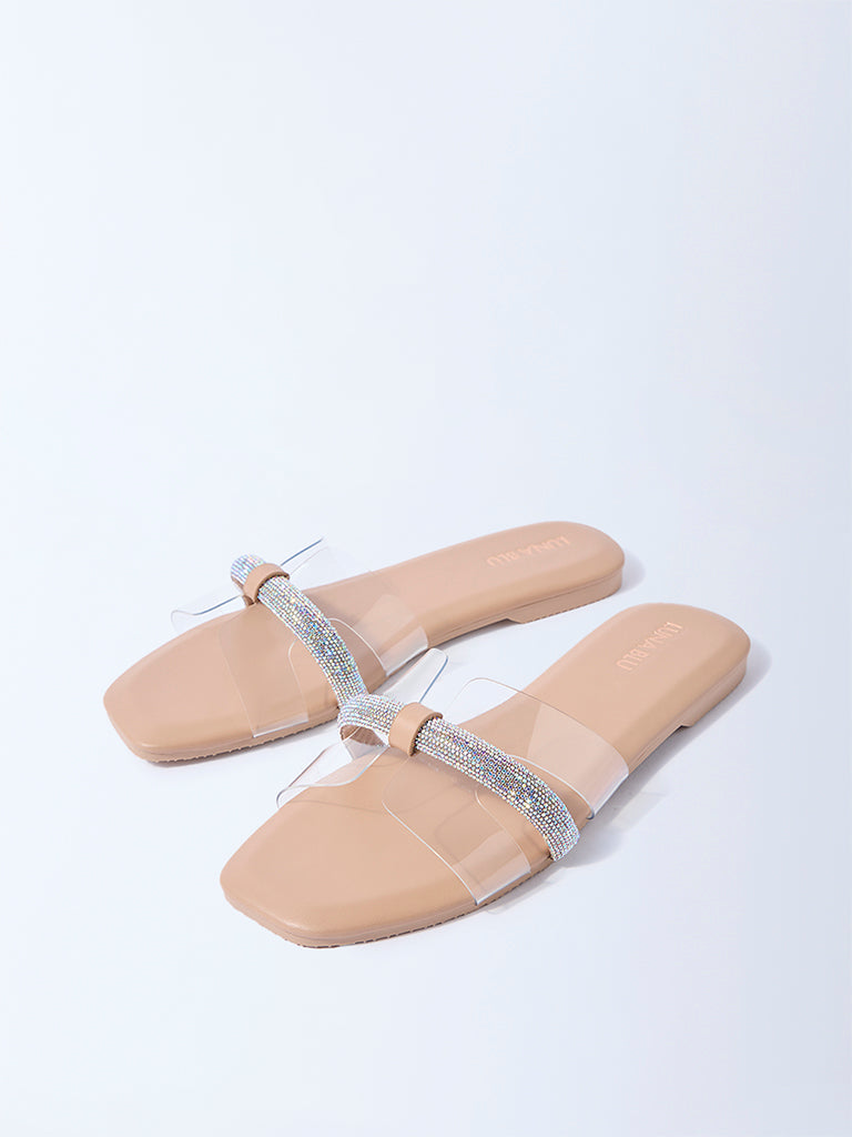 LUNA BLU Clear Vinyl Embellished Slides