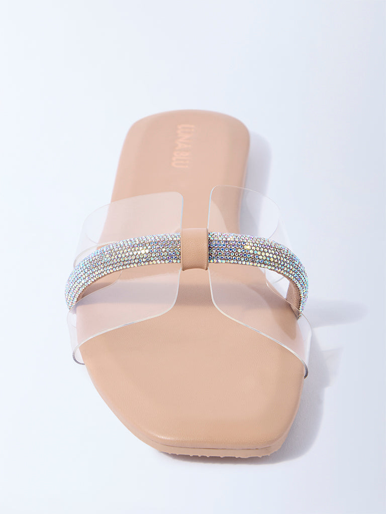 LUNA BLU Clear Vinyl Embellished Slides