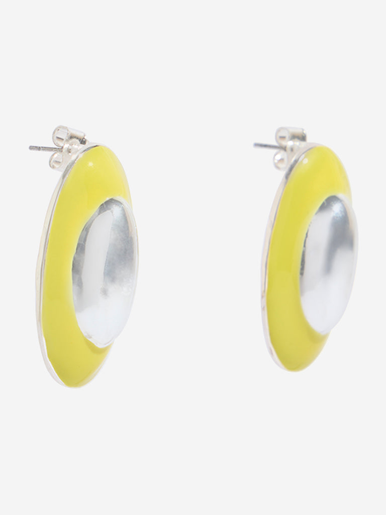 Westside Accessories Silver Oval Enamelled Earrings