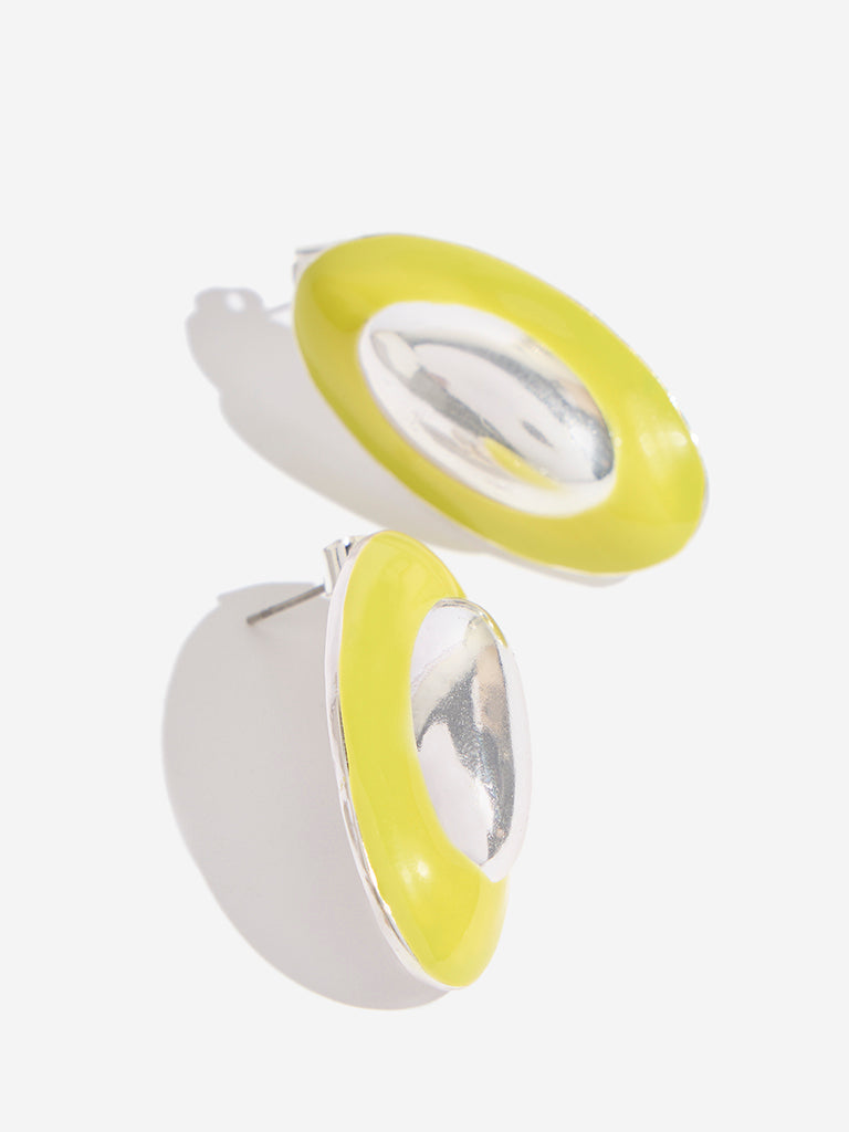 Westside Accessories Silver Oval Enamelled Earrings