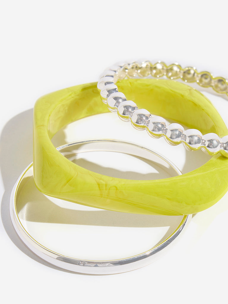 Westside Accessories Silver & Lime Bracelet Set - Pack of 3